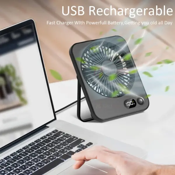 Portable USB Rechargeable Desk Fan with 5 Speeds - Image 4
