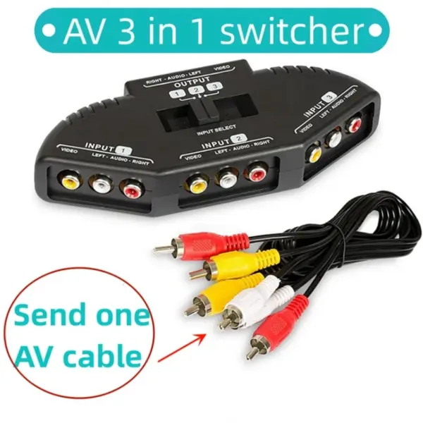 3-Way HDMI AV Switch Selector Box with Cable - Image 2