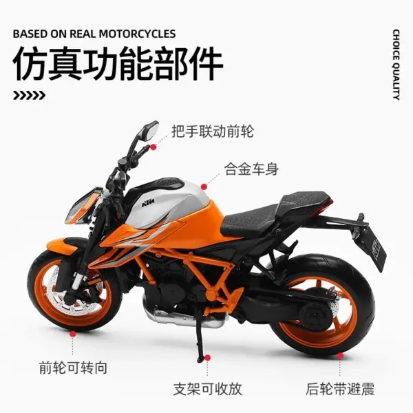 CCA 1/12 KTM 1290 Super Dake R Diecast Motorcycle Model - Image 4