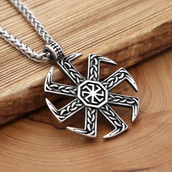Vintage Stainless Steel Slavic Kolovrat Necklace for Men - Image 2