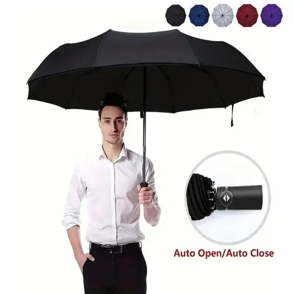 Automatic Double Layer Umbrella 10 Ribs for Adults - Image 9
