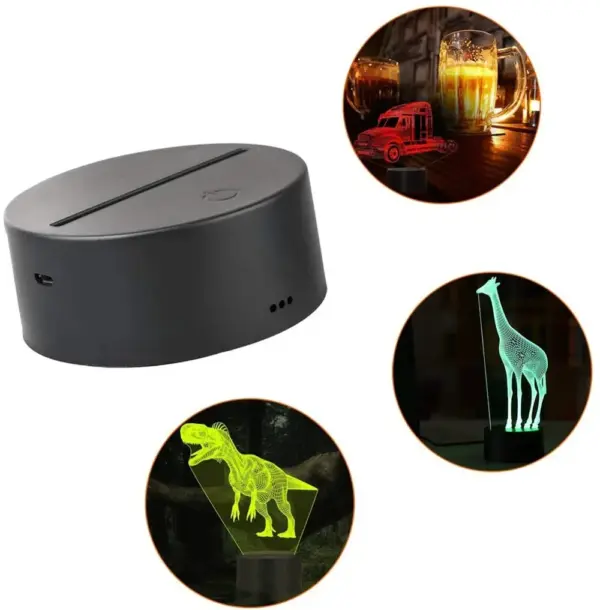 Set of 3D LED Acrylic Lamp Bases with Remote - Image 5
