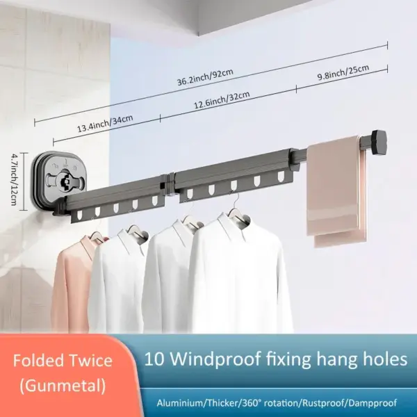 Wall-Mounted Retractable Clothes Drying Rack - Image 8