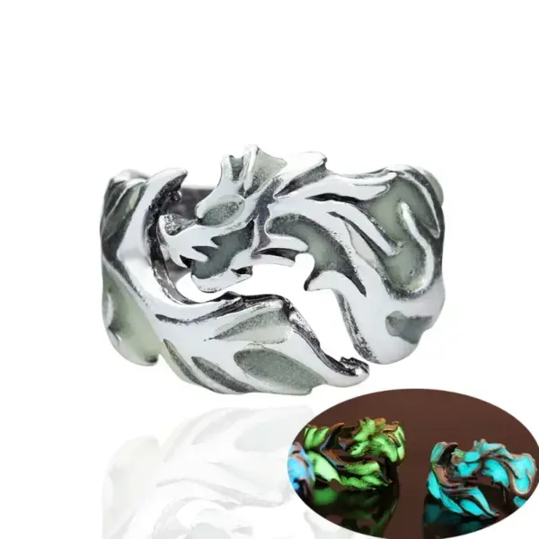 Luminous Gothic Dragon Men's Ring - Image 6