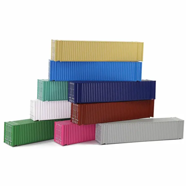 HO Scale 1:87 Shipping Container Set, 9 Colors - Image 6