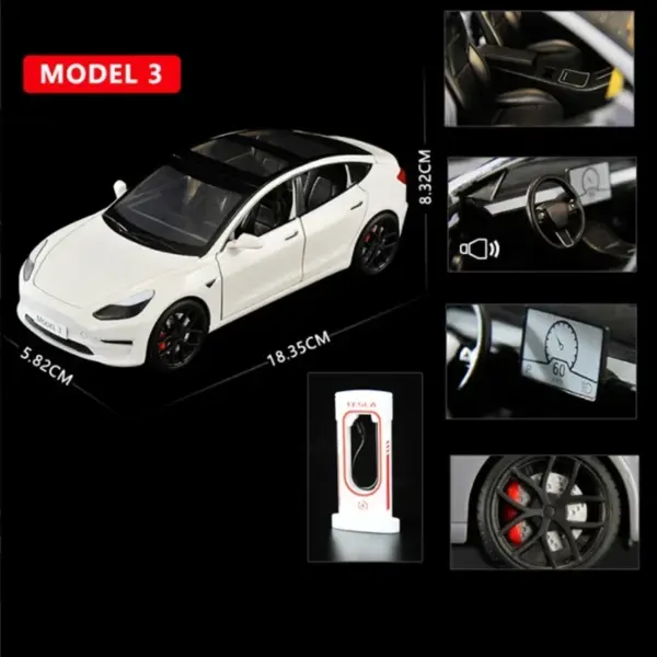 1:24 Tesla Model 3 Alloy Diecast Car - Image 10