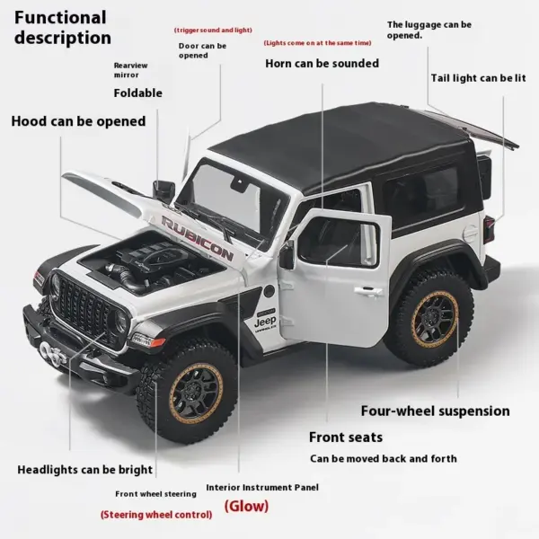1:18 Jeep Wrangler Rubicon Diecast Model - Image 2