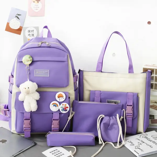 5-Piece Teenage Girl School Backpack Set - Image 9