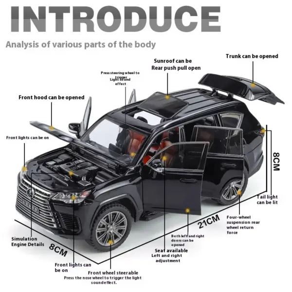 1:24 Lexus LX600 Off-Road Diecast SUV Model - Image 2