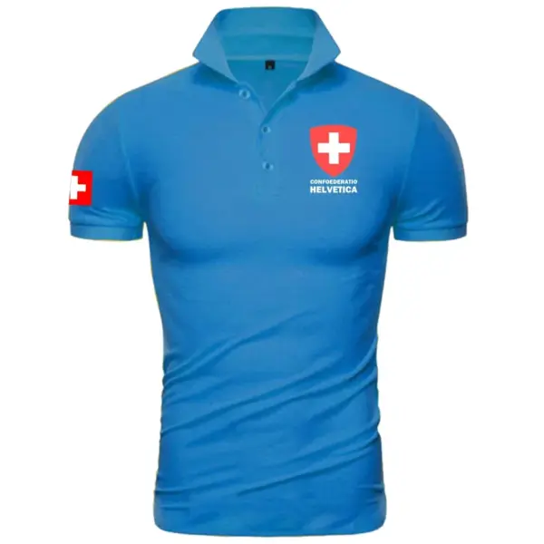Swiss Confederation Men’s Short Sleeve Polo Shirt - Image 4