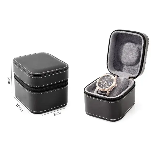 PU Leather Travel Watch Case with Removable Cushion - Image 9