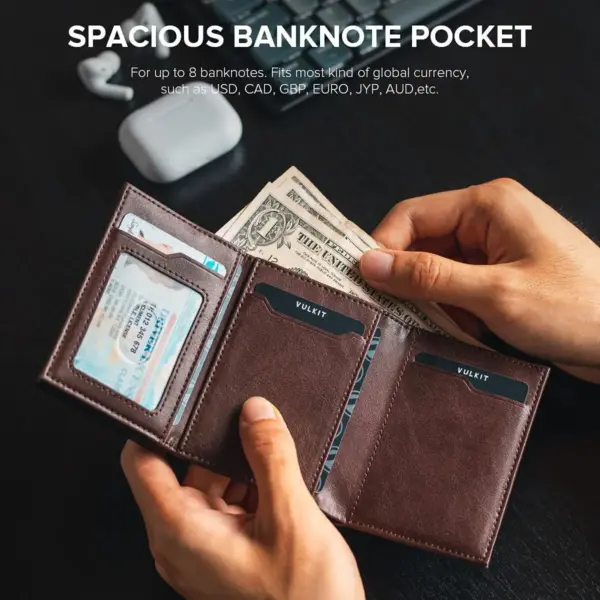Men's RFID Card Wallet with Coin and Bill Compartments - Image 2