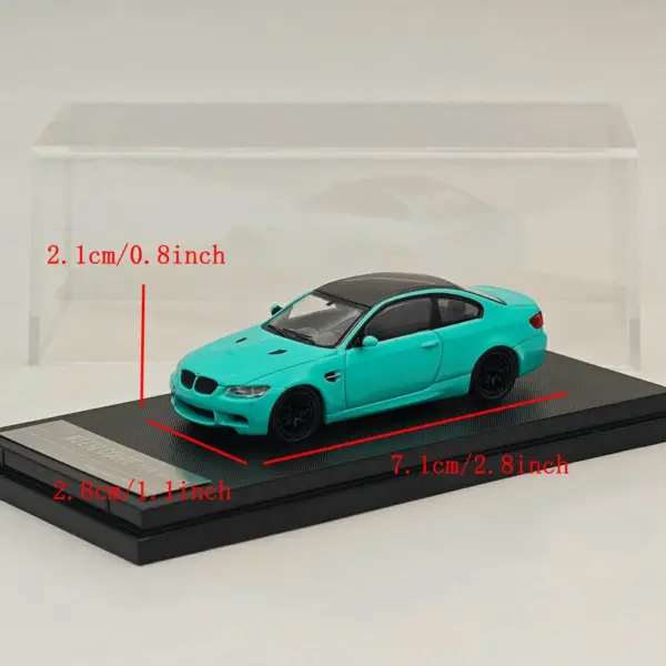 1/64 Scale M3 E92 Diecast Car Model Blue & Green - Image 6