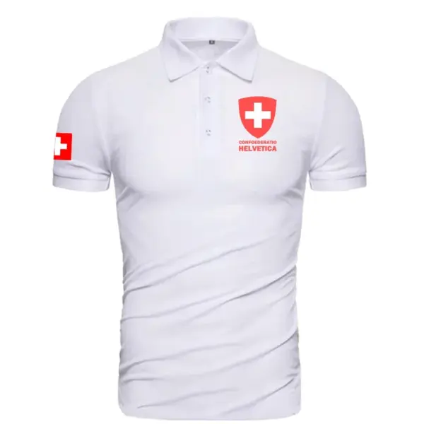 Swiss Confederation Men’s Short Sleeve Polo Shirt - Image 9