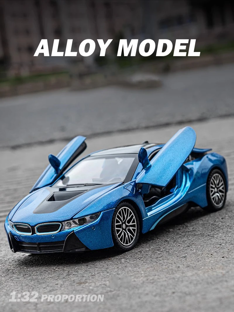 1:32 BMW I8 Diecast Model Car with Lights 2 1:32 BMW I8 Diecast Model Car with Lights - Image 2