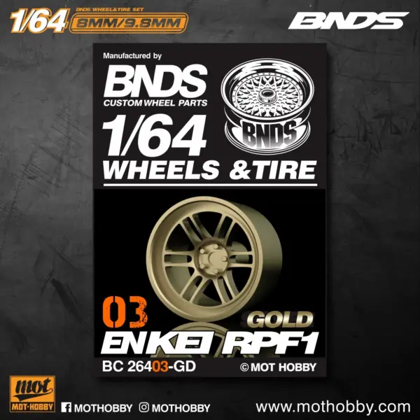 Gold 1/64 ABS Wheel and Rubber Tire Set - Image 12