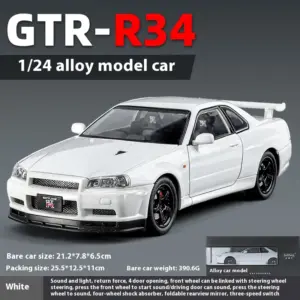 1:24 Nissan GTR R34 Skylin Diecast Model Car 23 S7ce727eac2354fa2bef21c00f0392275e