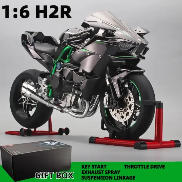 Kawasaki H2R 1:6 Diecast Motorcycle Model with Sound and Light - Image 9