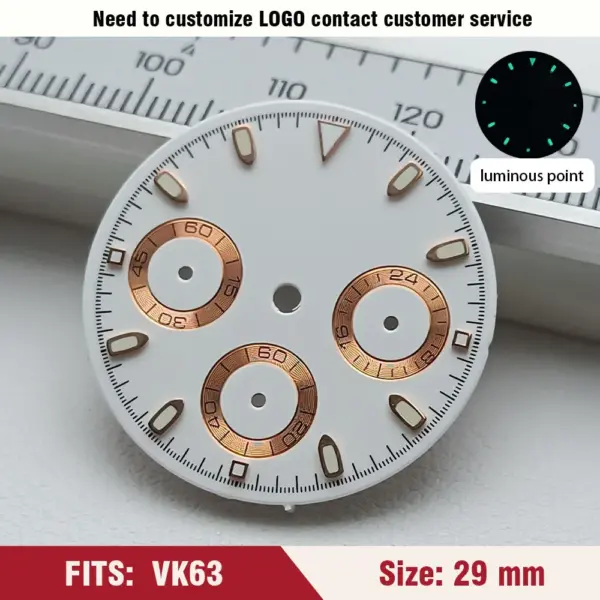 Green Luminous VK63 Watch Dial 29mm for Men - Image 12