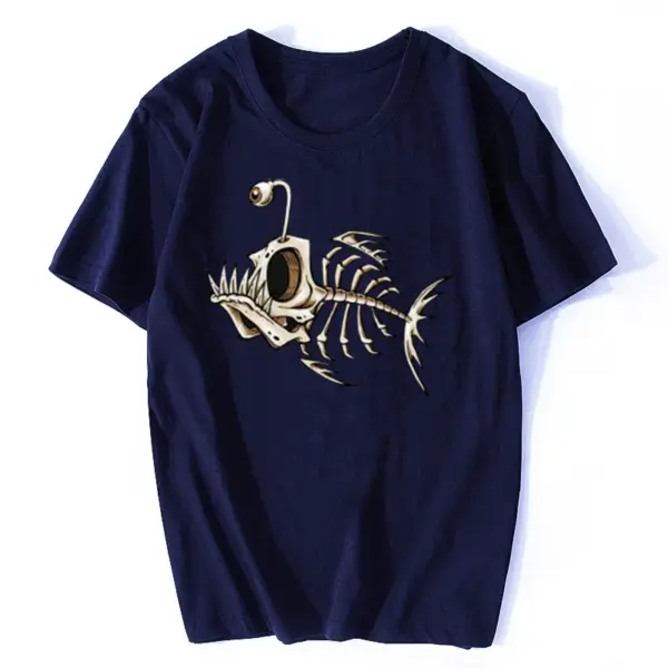 Bonefish Skull Deep Sea Fish Skeleton T-Shirt for Men - Image 3