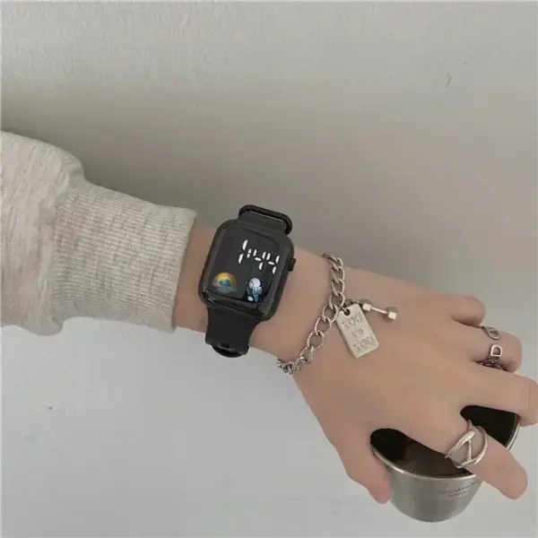 Pink LED Sports Watch with Silicone Strap - Image 4