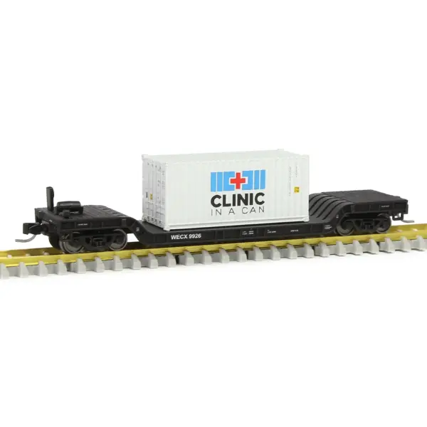 Evemodel N Scale Depressed Center Flat Car Model with 20ft Container - Image 16
