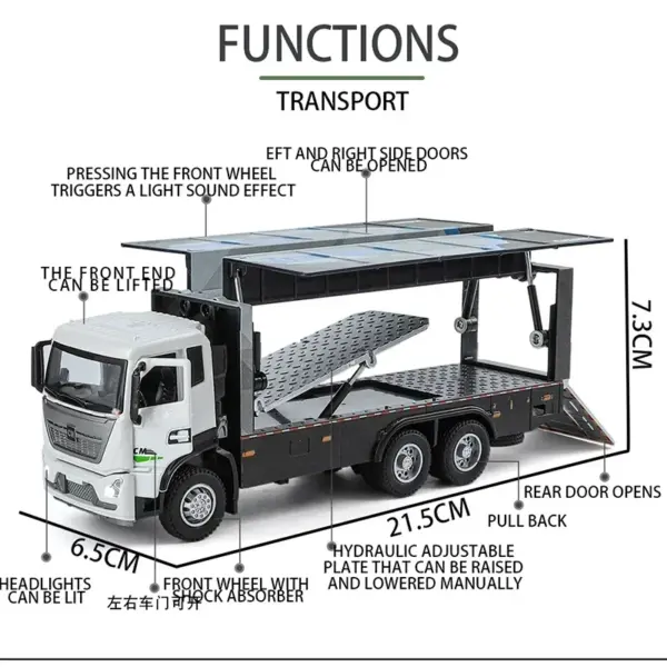 1:32 Metal Truck Transporter Model Toy - Image 6