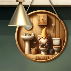 Country Gnome Toilet Logo Wooden Decor Plate 14 S822373248c854c7598ee6d4996d13993d