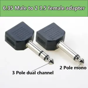 6.35mm to Dual 3.5mm Stereo Y Splitter Adapter