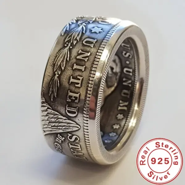 Thai Silver Vintage National Emblem Ring for Men - Image 2