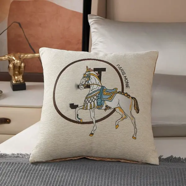 Luxury Horse Embroidery 45cm Cushion Cover - Image 8