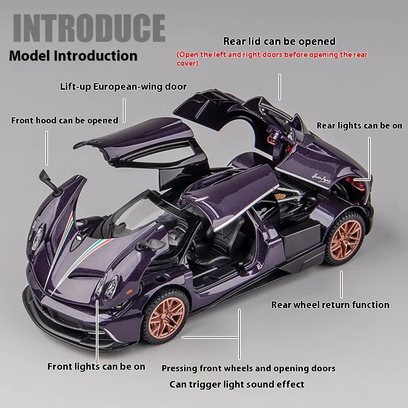 1/32 Pagani Huayra Diecast Model Car Ornament 4 1/32 Pagani Huayra Diecast Model Car Ornament - Image 4