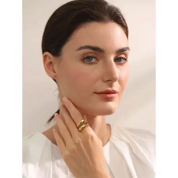 Yhpup Stainless Steel Geometric Ring 18K PVD Plated - Image 2