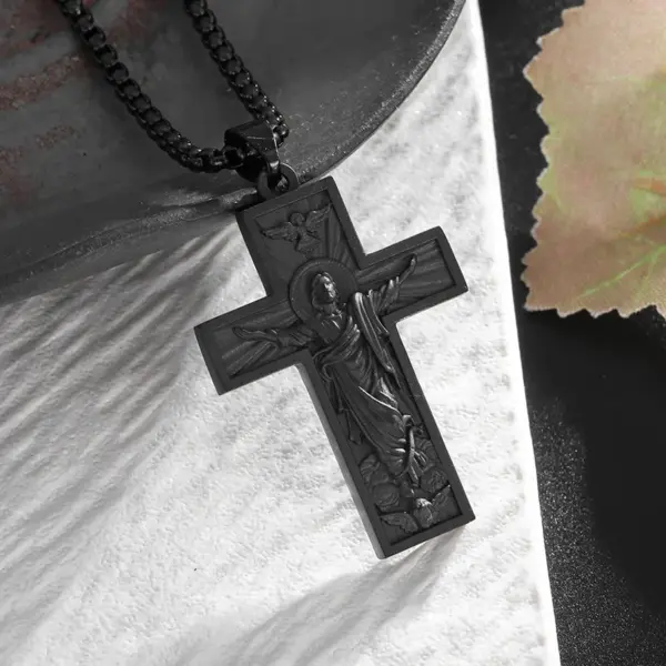 Vintage Gothic Skull Jesus Cross Pendant Necklace - Image 25