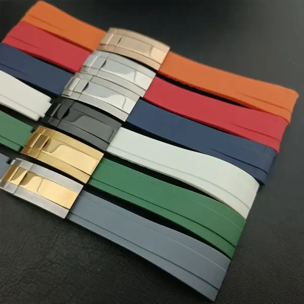20mm Rubber Watch Strap with Stainless Steel Buckle - Image 3