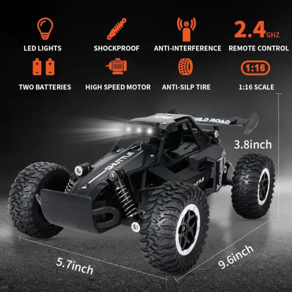 1:16 iOSN Off-road RC Car with LED Lights - Image 2