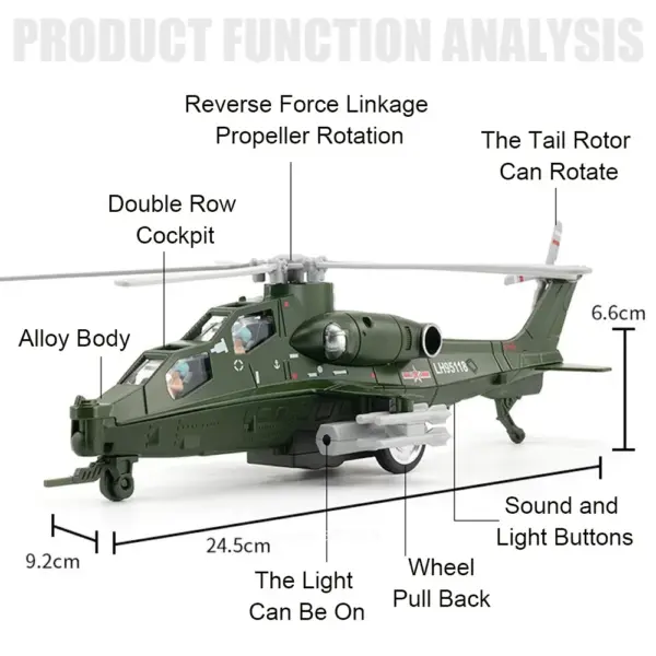 24.5CM Alloy Diecast CAIC Z-10 Helicopter Toy - Image 3