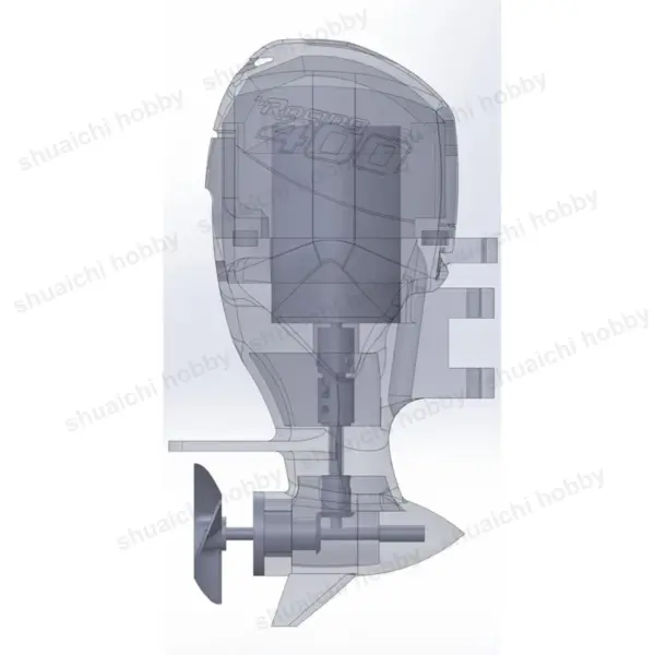 1/8 Scale RC Outboard Motor Shell Kit with Aluminum Propeller - Image 2