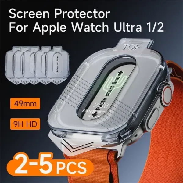 5-Pack 9H Tempered Glass Screen Protector for Apple Watch Ultra 2 49mm - Image 2