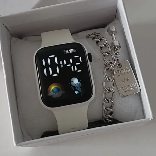 Pink LED Sports Watch with Silicone Strap - Image 2