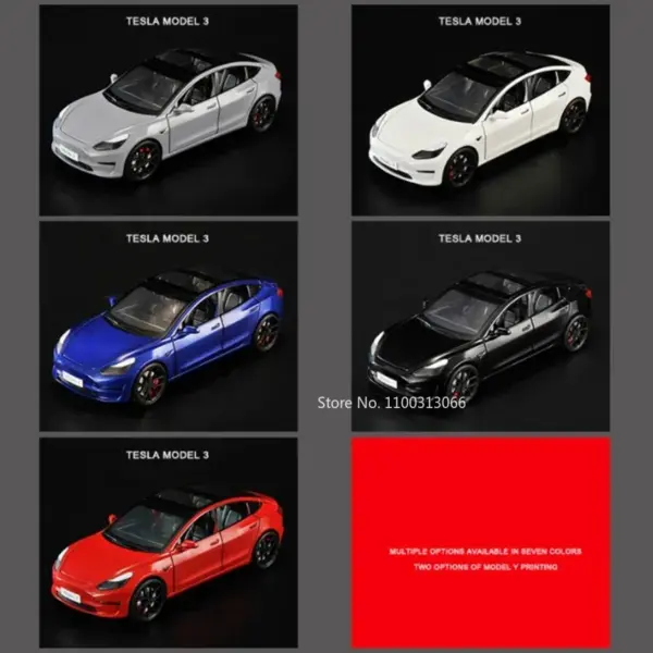 1:24 Tesla Model 3 Alloy Diecast Car - Image 3