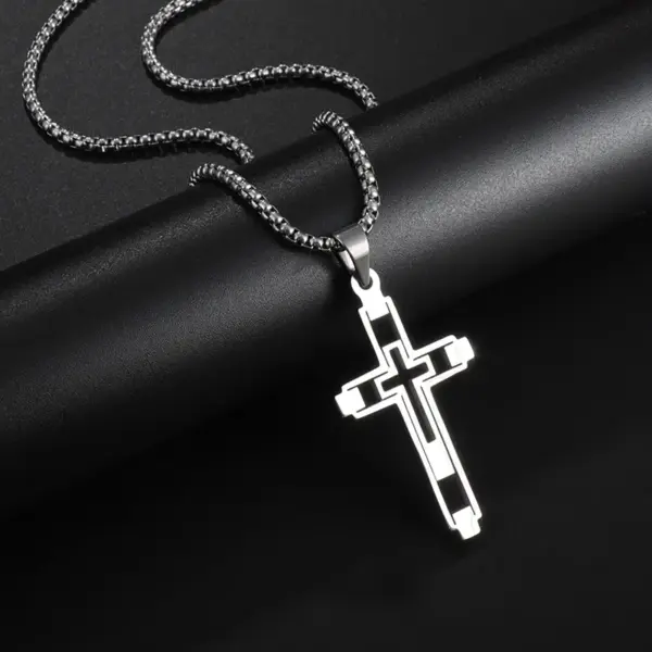 Vintage Gothic Skull Jesus Cross Pendant Necklace - Image 8