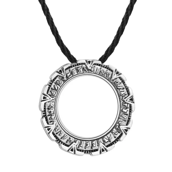 Mystical Black Metal Stargate Pendant Necklace - Image 2