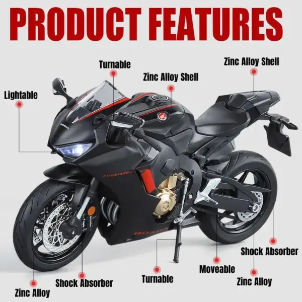 1/9 Honda CBR 1000RR HRC Diecast Motorcycle Model - Image 2