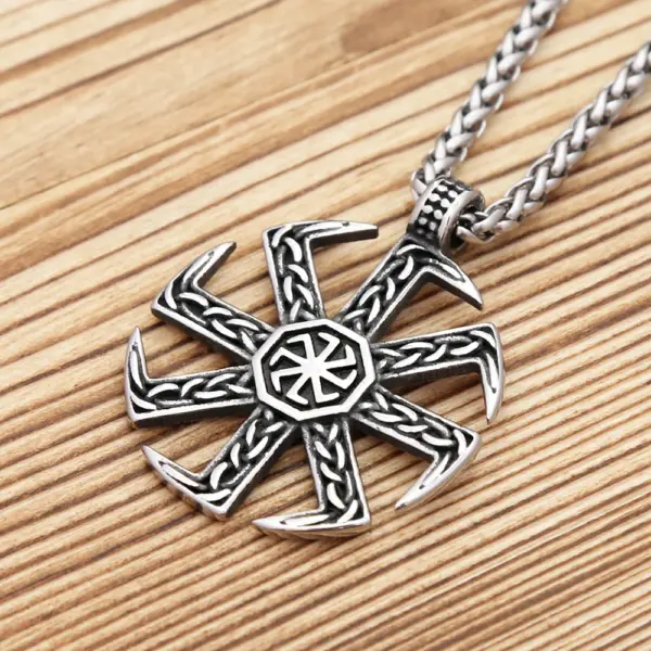 Vintage Stainless Steel Slavic Kolovrat Necklace for Men - Image 3