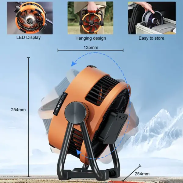 Portable Camping Fan with 20000mAh Battery and LED Light - Image 6