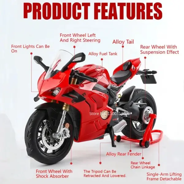 1:9 Kawasaki Ninja H2R V4S Diecast Motorcycle Model - Image 3