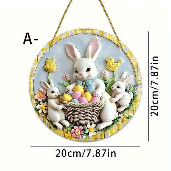 Spring Theme White Rabbit Tulip Round Frame Decor - Image 5