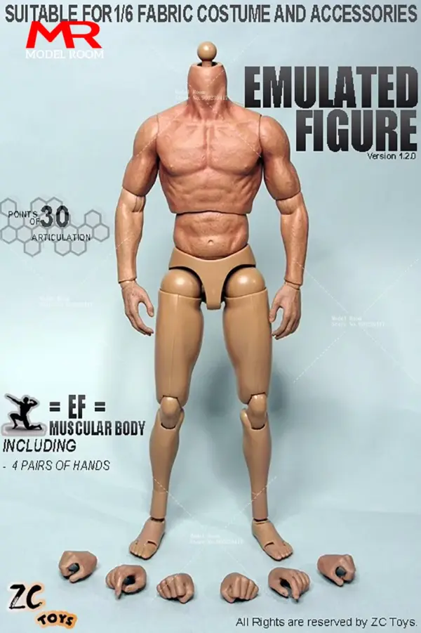 1/6 Male Muscle Action Figure with Replaceable Hands - Image 8