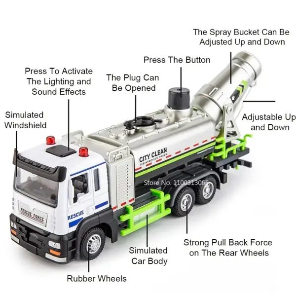 1:32 Urban Sweeping Truck Toy Model for Kids - Image 3